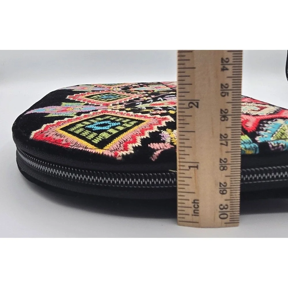 Johnny Was Embroidered Velvet Jewelry Organizer Travel Aztec Case Clutch Boho